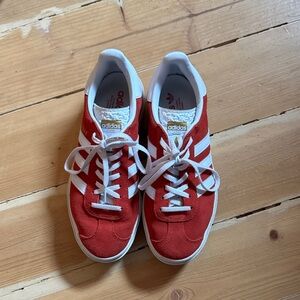 Adidas Gazelle Bold Platform Red and White Sneakers